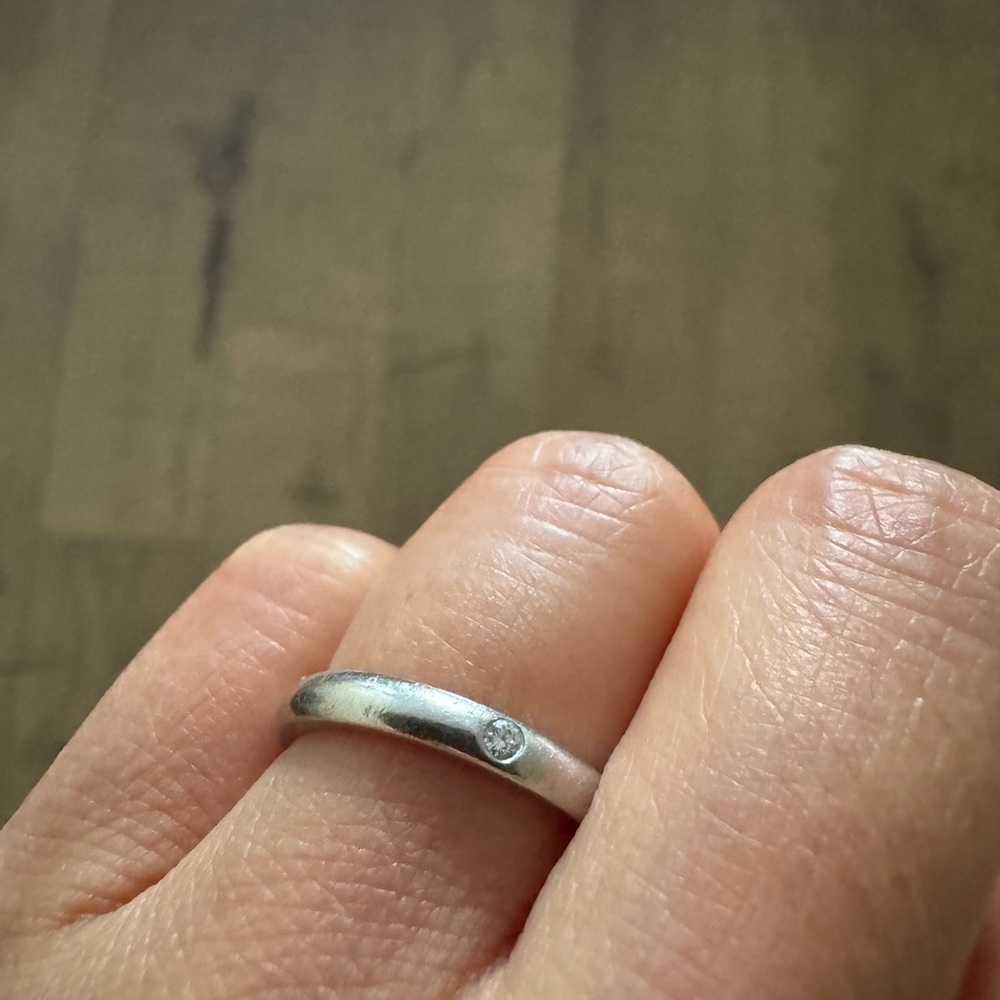 100% Auth Tiffany & Co  Elsa Peretti PT950 Platinum Diamond Band Ring （Size 5） - Picture 3 of 8